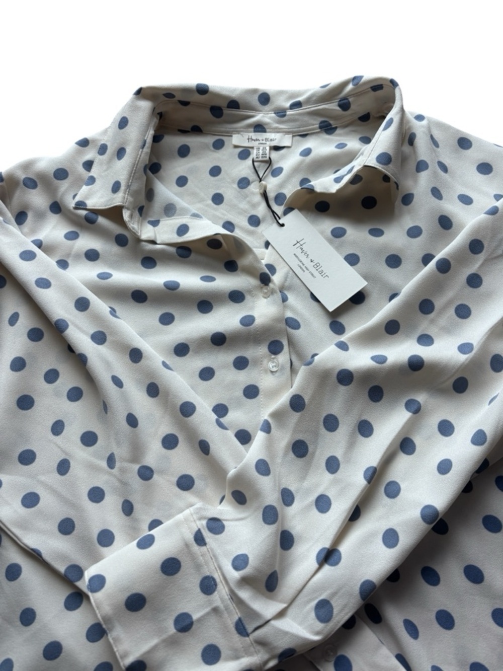 NWT Polka Dot Blouse 2X Plus Size Button Front Work Office Top